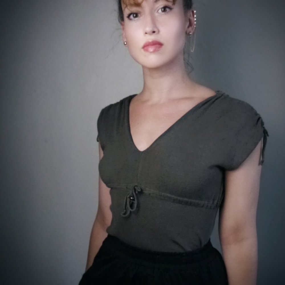 BCBGMaxAzria Olive Green Top  | Size L